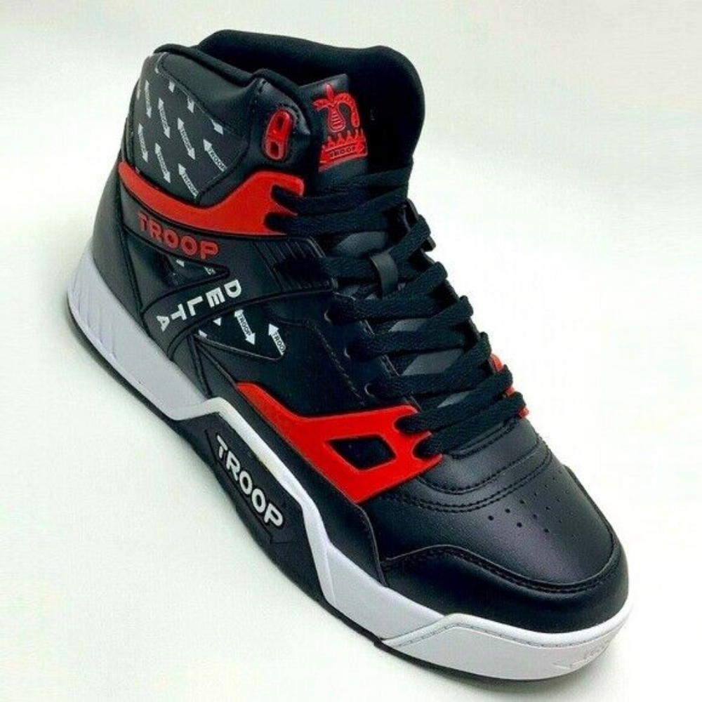 Men's Troop Delta Black | White | Red High-Top Sneakers NWT